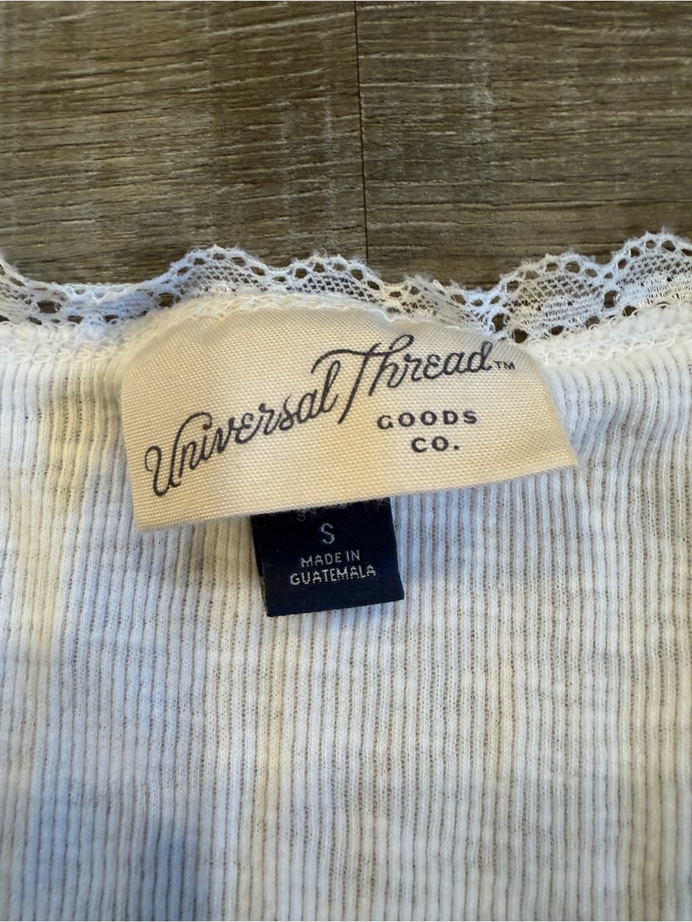 Universal Thread White Lace-Trim Ribbed Tank Top - Picture 2 of 4